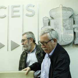 Ignacio Fernández Toxo, de CCOO, y Cándido Méndez, de UGT. E.P.