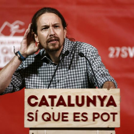 Pablo Iglesias, durante el acto. EFE/Jesús Diges