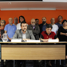 Roda de premsa a la seu de LaFede.cat de diverses entitats per demanar aturar "l'espiral de violència" dels dies de la resposta a la sentència. LaFede.cat