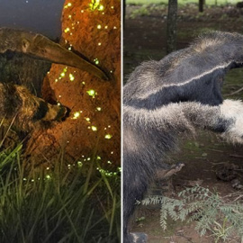 Imagen ganadora del 'Wildfire Photographer of the Year'  2017 (izquierda), e imagen del ejemplar disecado que, presuntamente, usó el fotógrafo para la imagen premiada (derecha).- MUSEO DE HISTORIA NATURAL DE LONDRES