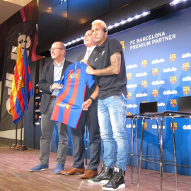 Neymar durante un acto publicitario esta mañana en Barcelona. /EP