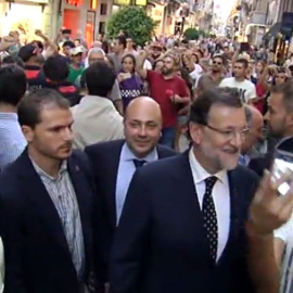 Rajoy y Albiol, durante el pase por Reus.