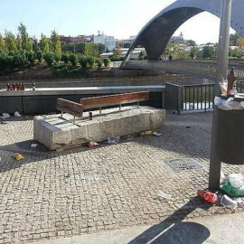 Basura en el parque Madrid Río durante la huelga.- TWITTER