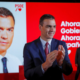 El presidente del gobierno en funciones y candidato a la reelección por el PSOE, Pedro Sánchez presenta la campaña del partido socialista para las elecciones del próximo 10 de noviembre. EFE/ Emilio Naranjo