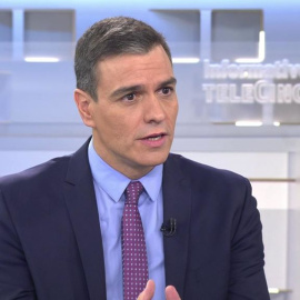 El candidato socialista a la Presidencia del Gobierno, Pedro Sánchez, durante su entrevista en Telecinco.