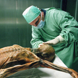 Ótzi es una momia natural con una antigüedad de 5.300 años, muy bien preservada por el hielo, que ha ofrecido una visión sin precedentes de los europeos del Calcolítico. / REUTERS