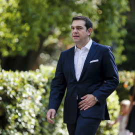 El primer ministro griego Alexis Tsipras durante la ceremonia en la que el nuevo Gobierno prestó juramento. REUTERS