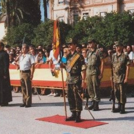 Jura de bandera en el cuartel 'Capitán Sevillano', en Pozuelo de Alarcón (Madrid)