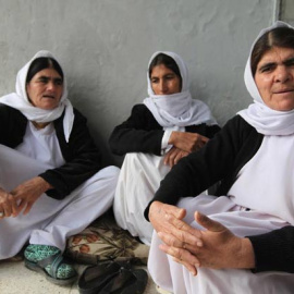 Mujeres refugiadas en la frontera Turquía-Siria.