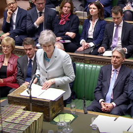 Theresa May, durante el debate este miércoles en el Parlamento británico. REUTERS