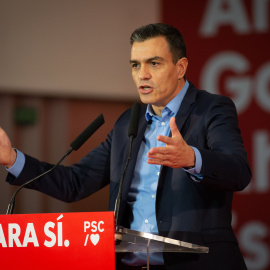 El presidente en funciones, Pedro Sánchez, durante un acto de campaña este miércoles. / Europa Press
