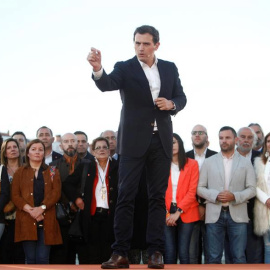 El presidente de Ciudadanos, Albert Rivera, durante un acto electoral en A Coruña. (CABALAR | EFE)
