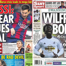 Portadas del 'Daily Star' y el 'Sun Sport' con Messi como protagonista.