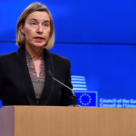 La representante de política exterior de la UE, Federica Mogherini, en una rueda de prensa en Bruselas. Reuters/Eric Vidal
