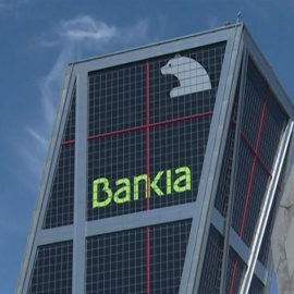 Detalle de la sede de Bankia, en la Torre Kio, de Madrid. E.P.
