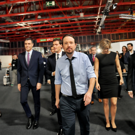 El candidato a la Presidencia del Gobierno de Unidas Podemos, Pablo Iglesias, entrando en el debate electoral / Daniel Gago - Podemos.