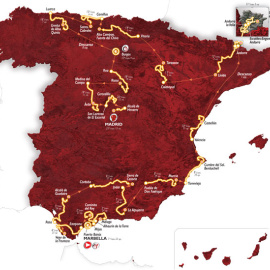 Mapa de España con el recorrido de La Vuelta 2015.