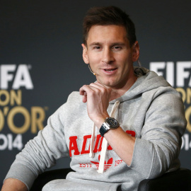 Messi, en la rueda de prensa previa a la entrega del Balón de Oro. REUTERS/Ruben Sprich