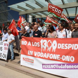 Manifestación en Sevilla contra el ERE en Vodafone y ONO. E.P.