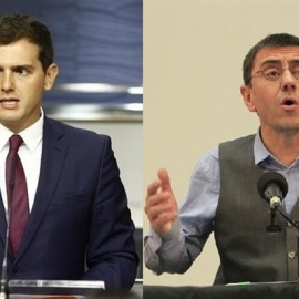 Albert Rivera (izquierda), líder de Ciudadanos y Juan Carlos Monedero (derecha), fundador de Podemos/EUROPA PRESS