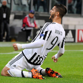 Morata celebra su gol al Sevilla. REUTERS/Giorgio Perottino