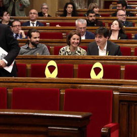 El candidato a presidente de la Generalitat, Quim Torra, se dispone a iniciar su intervención ante el pleno del Parlament, donde se celebra la segunda sesión del debate de investidura. EFE/Toni Albir