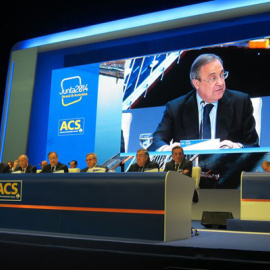 Florentino Pérez interviene en la junta de accionistas de ACS de 2014. E.P.
