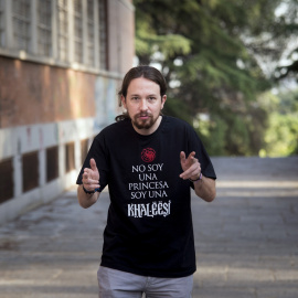 El líder de Podemos, Pablo Iglesias, a su llegada a la clausura de la Universidad del partido en la Universidad Complutense de Madrid. EFE/Luca Piergiovanni