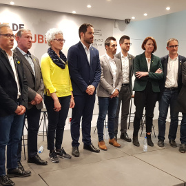 Representants de l'ACM i alcaldes catalans compareixen a la Llibreria Blanquerna de Madrid per mostrar el seu malestar per les declaracions de guàrdies civils al judici de l'1-O. ACM