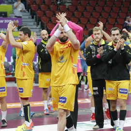 Los jugadores españoles celebran su victoria ante Brasil. - EFE