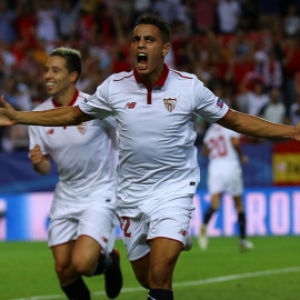 Ben Yedder celebra su gol al Lyon. REUTERS/Marcelo del Pozo