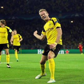 Schürrle celebra su gol al Madrid. EFE/Ina Fassbender