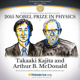 El japonés Takaaki Kajita y el canadiense Arthur B. McDonald, ganadores del Premio Nobel de Física de 2015