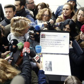 La presidenta del PP de Madrid, Esperanza Aguirre, acude al acto de conciliación por la demanda de Podemos. - EFE