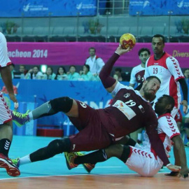 Borja Fernández, en un partido con Qatar.