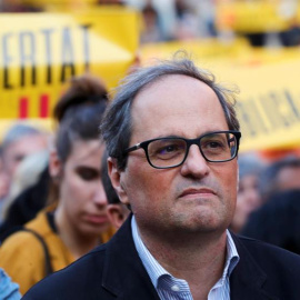 El presidente de la Generalitat, Quim Torra, durante la concentración en la plaza de la Catedral de Barcelona para reclamar la libertad de los presos políticos/EEFE
