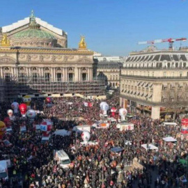 Vista de manifestación en Paris convocada pr el sindicato CGT contra la elevacion de la edad de jubilación. P.Ch.