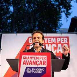 El número u per Barcelona d'En Comú Podem, Jaume Asens, durant l'acte d'inici de campanya. EFE/Enric Fontcoberta