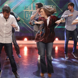 Una imagen del baile de Soraya Saénz de Santamaría en 'El Hormiguero'