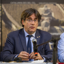  El expresidente de la Generalitat Carles Puigdemont, en una rueda de prensa a 25 de septiembre de 2021, en L’Alguer, Cerdeña (Italia). Lorena Sopêna / Europa Press