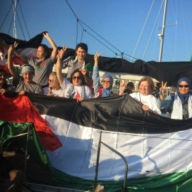 Las activistas de la flotilla Zeituna contra el bloqueo israelí de la Franja de Gaza.