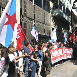 Maniestación en A Coruña contra el ERE del Banco Santander.  E.P.