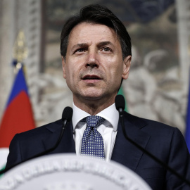 El jurista Giuseppe Conte, propuesto por el Movimiento 5 Estrellas (M5S) y la Liga Norte (LN) como primer ministro italiano en una rueda de prensa. EFE