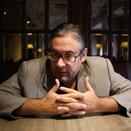 Juan Manuel de Prada durante su entrevista con Público.- JAIRO VARGAS