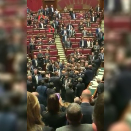 27/11/2019 - Cerca de 30 diputados se pelean en el Parlamento italiano. / CAPTURA - PATRIZIA PRESTIPINO