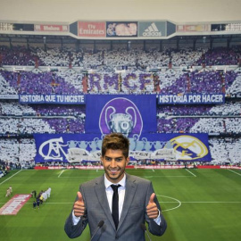 Lucas Silva durante su presentación como nuevo jugador del Real Madrid. /EFE
