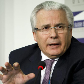 El exjuez español Baltasar Garzón, director del equipo legal del fundador de WikiLeaks, el australiano Julian Assange, durante una rueda de prensa celebrada en Ginebra, Suiza, hoy, 26 de enero de 2015. /EFE