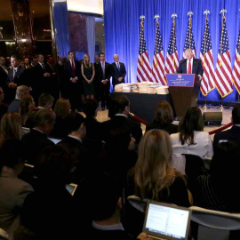  Donald Trump en una rueda de prensa.