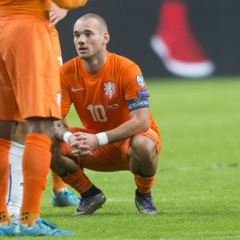 Sneijder se lamenta tras el partido de Holanda. REUTERS/Toussaint Kluiters