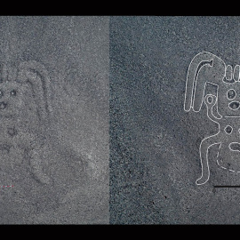 Uno de los geoglifos descubiertos en los últimos años y su representación. (derecha)./YAMAGATA UNIVERSITY